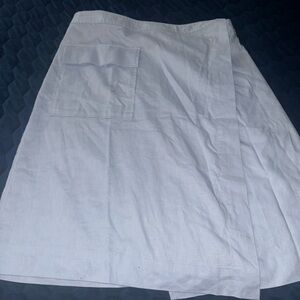 Banana Republic White Linen A-Line Wrap Skirt